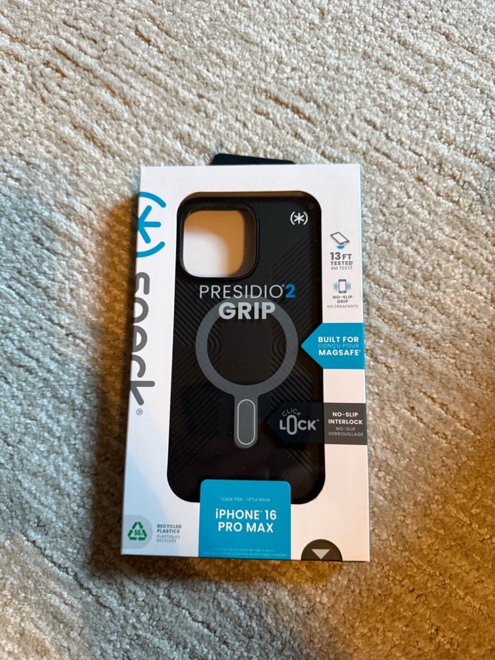 Speck Presidio2 Grip MagSafe Compatible iPhone 16 Pro Max Case - Black NWT